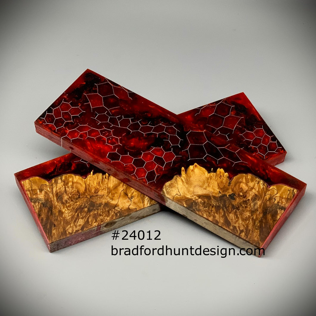 Maple Burl & Aluminum Honeycomb Custom Knife Scales #24012